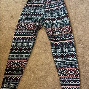 Patterned women fleece Leggings Sz l but fits more like a small medium